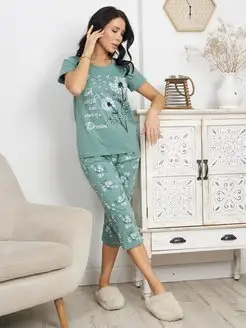 Скидка на Пижама с бриджами домашняя большие размеры