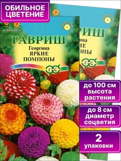 Скидка на Семена цветов Георгина Яркие помпоны Набор 2 упаковки