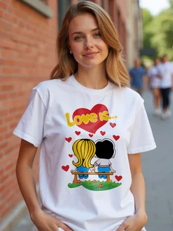 Скидка на Оверсайз футболка с принтом Love is