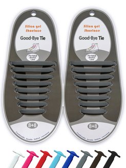 Скидка на Шнурки для обуви резиновые, 16 шт, серый