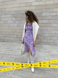 Скидка на Платье сарафан женское летнее миди офисное с разрезом