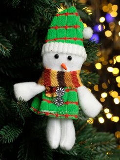 Скидка на Новогодние украшения игрушки на елку фигурка Снеговик 12см