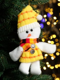 Скидка на Новогодние украшения игрушки на елку фигурка Снеговик 12см