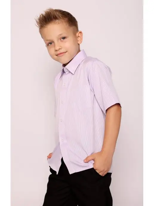 Скидка на Рубашка для мальчика с коротким рукавом школьная для малыша
