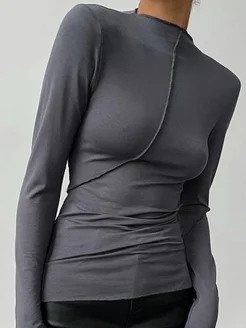 Скидка на Лонгслив облегающий с фактурными швами y2k