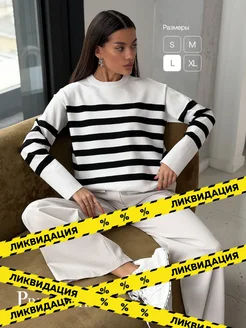 Скидка на Кофта оверсайз удлиненная в полоску на весну