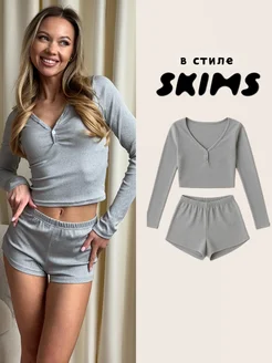 Скидка на Пижама с шортами в рубчик