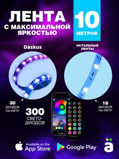 Скидка на Светодиодная лента 10 метров RGB LED с пультом многоцветная