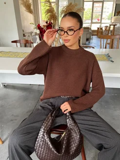 Скидка на Свитер женский вязаный оверсайз