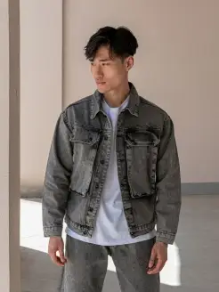 Скидка на Джинсовая куртка мужская джинсовка с карманами